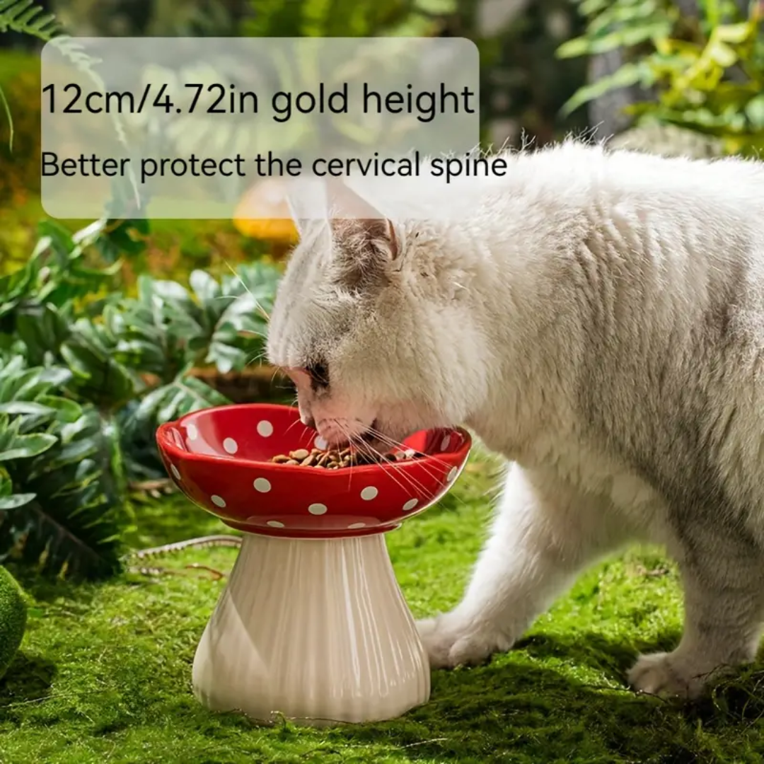 PETSARY | Mushroom Munch: Elevated Ceramic Pet Bowl