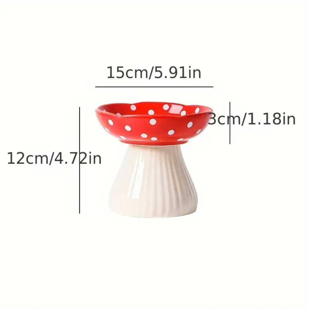 PETSARY | Mushroom Munch: Elevated Ceramic Pet Bowl