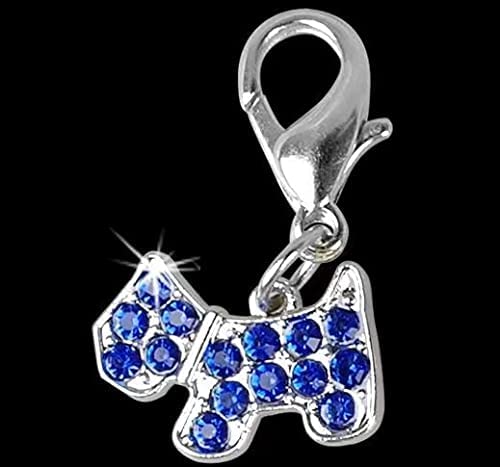 Sparkle Paws Key Ring: Bling Rhinestone Dog Pendant (Sapphire Blue)