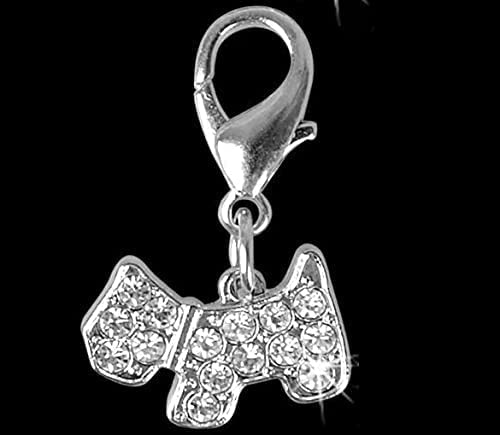 Sparkle Paws Key Ring: Bling Rhinestone Dog Pendant (White)