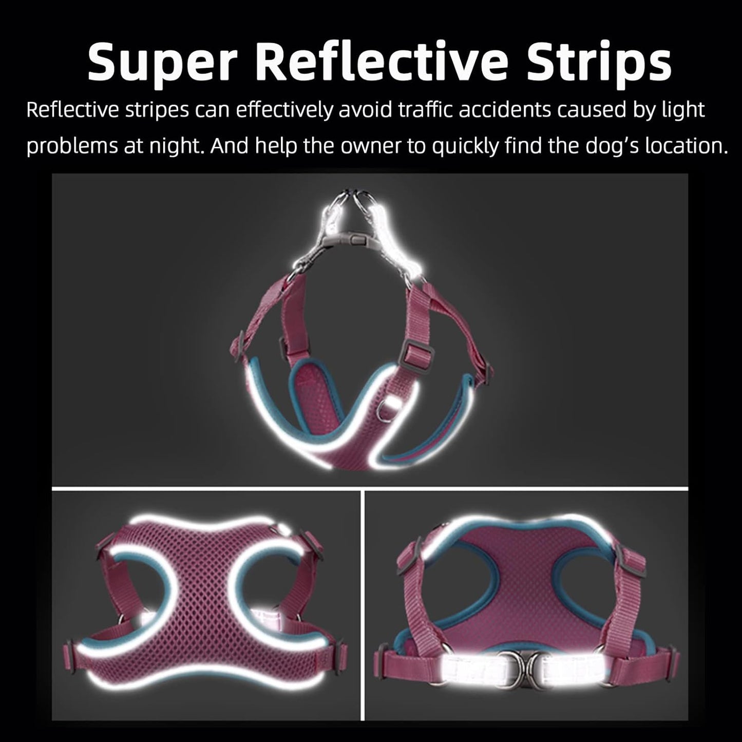Step-in Flex Dog Harness & Reflective Leash Combo Set (Yellow & Blue)