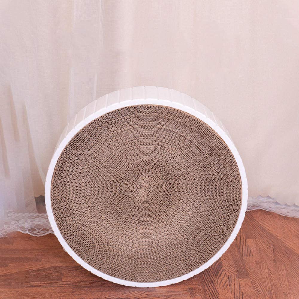 White Cat Scratcher with a pack of Catnip