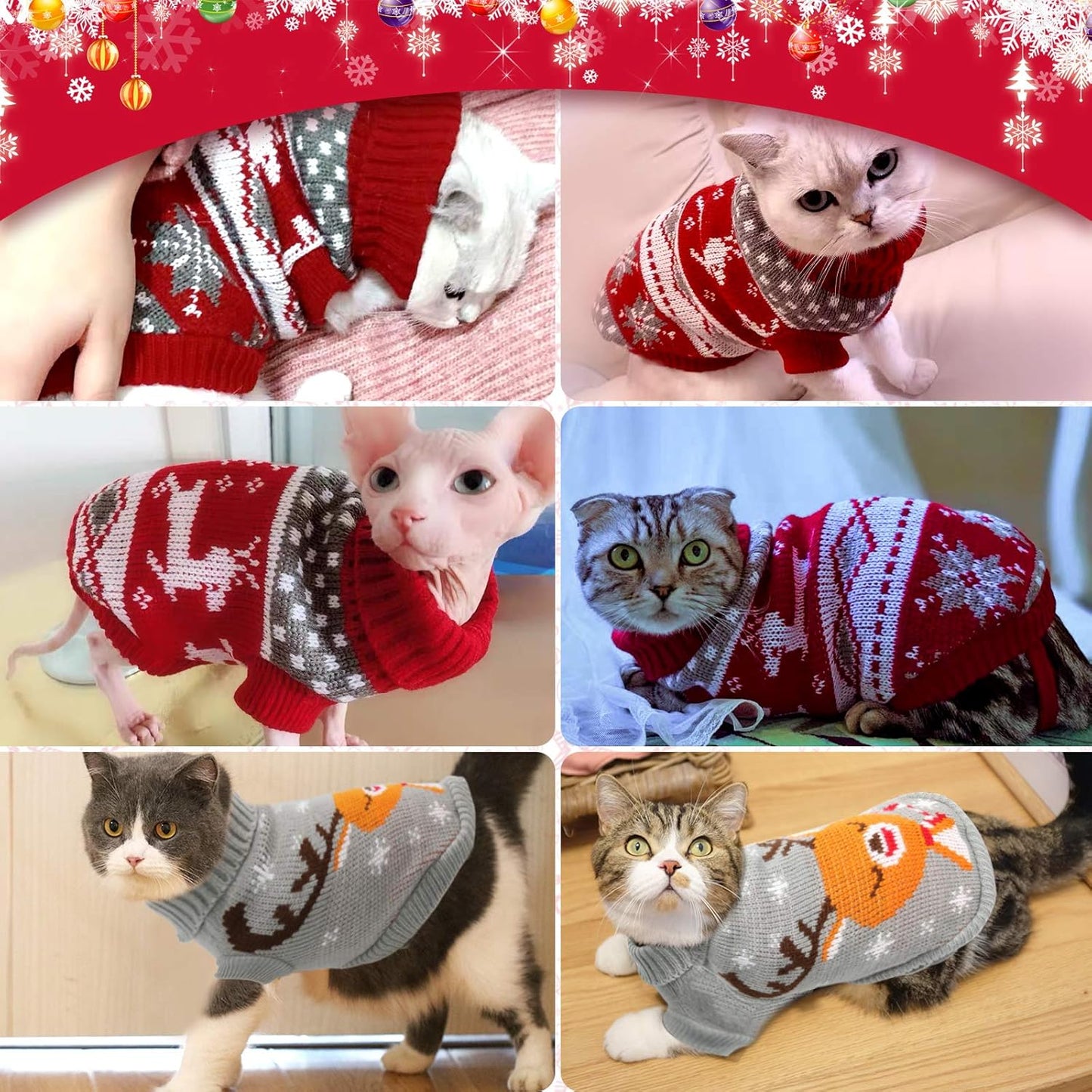 PETSARY Dog Christmas Poses and Heart Shapes Sweater with 1 Pcs Pet ID