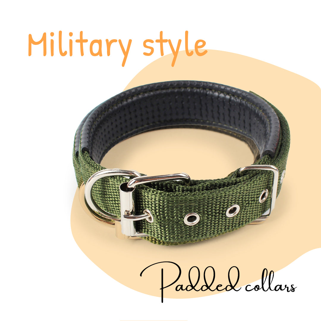 Sergeant Snugglepaws - Military-Grade Padded Nylon Collar (Green, XS/S/M/L/XL)