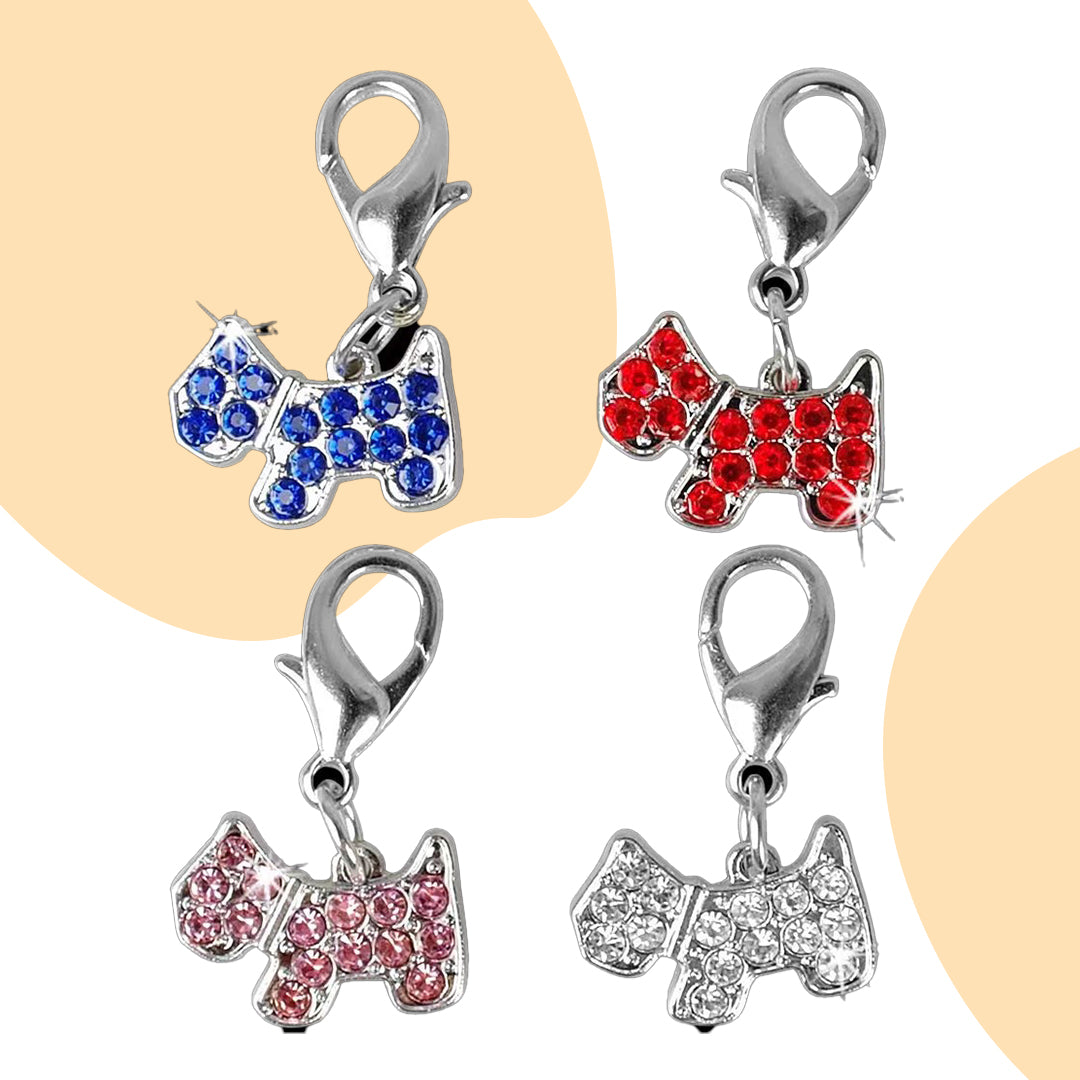 Sparkle Paws Key Ring: Bling Rhinestone Dog Pendant (Sapphire Blue)