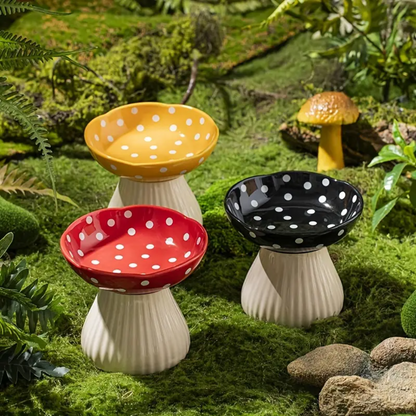 PETSARY | Mushroom Munch: Elevated Ceramic Pet Bowl
