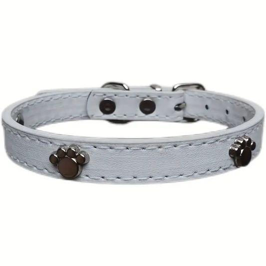 PU Leather Collar with Paw studs! (Large)