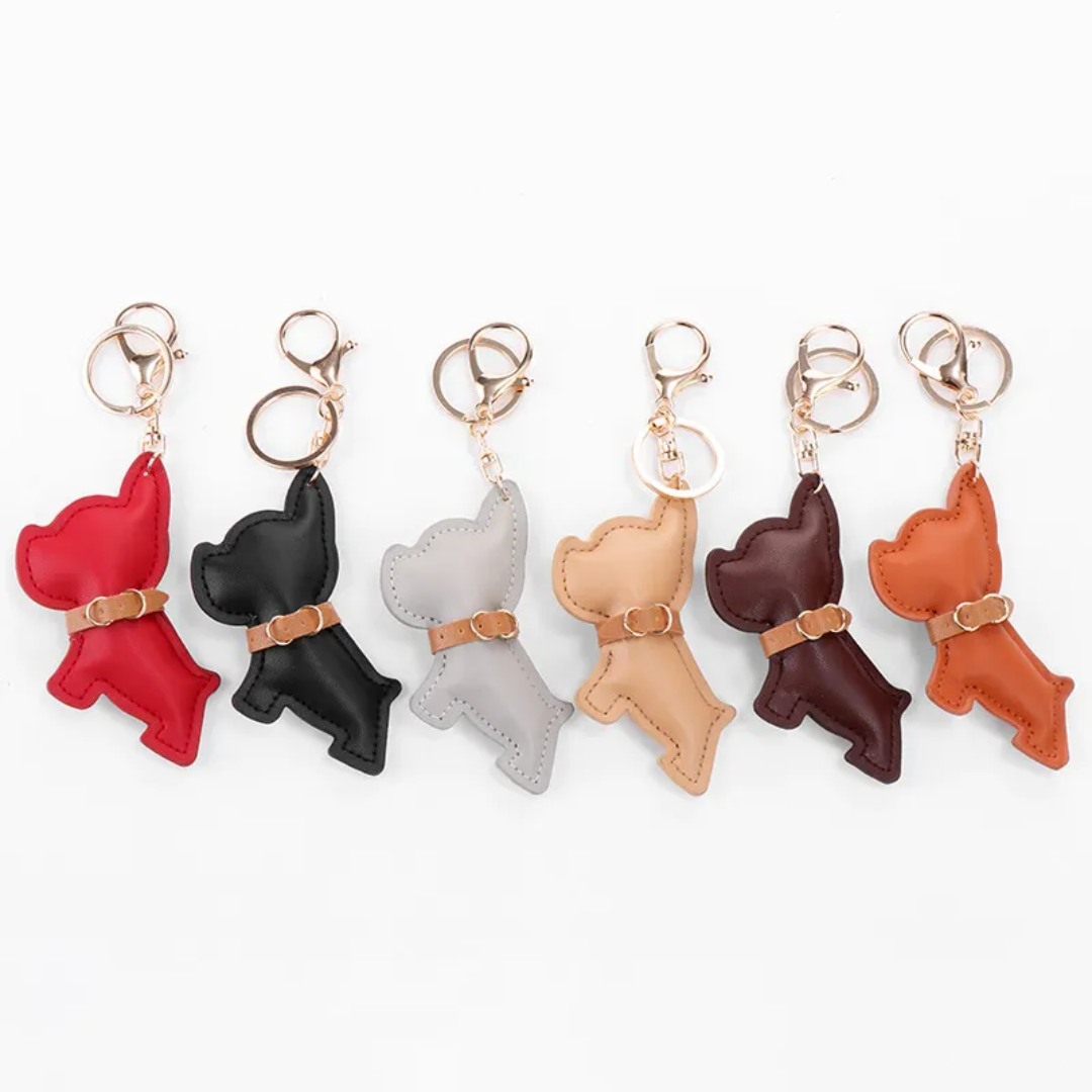 Chic Leather Keyring Dog