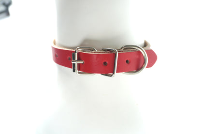 Heritage Collars - Raw Leather (Red, Large)