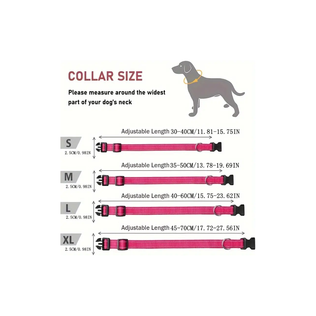 Pink Splash Light Reflective Nylon Dog Collar (XL - Pink)