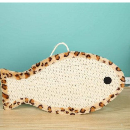 Fintastic Fun: Silas Fish-Shaped Cat Scratcher (Fuzzy Animal Print Border)