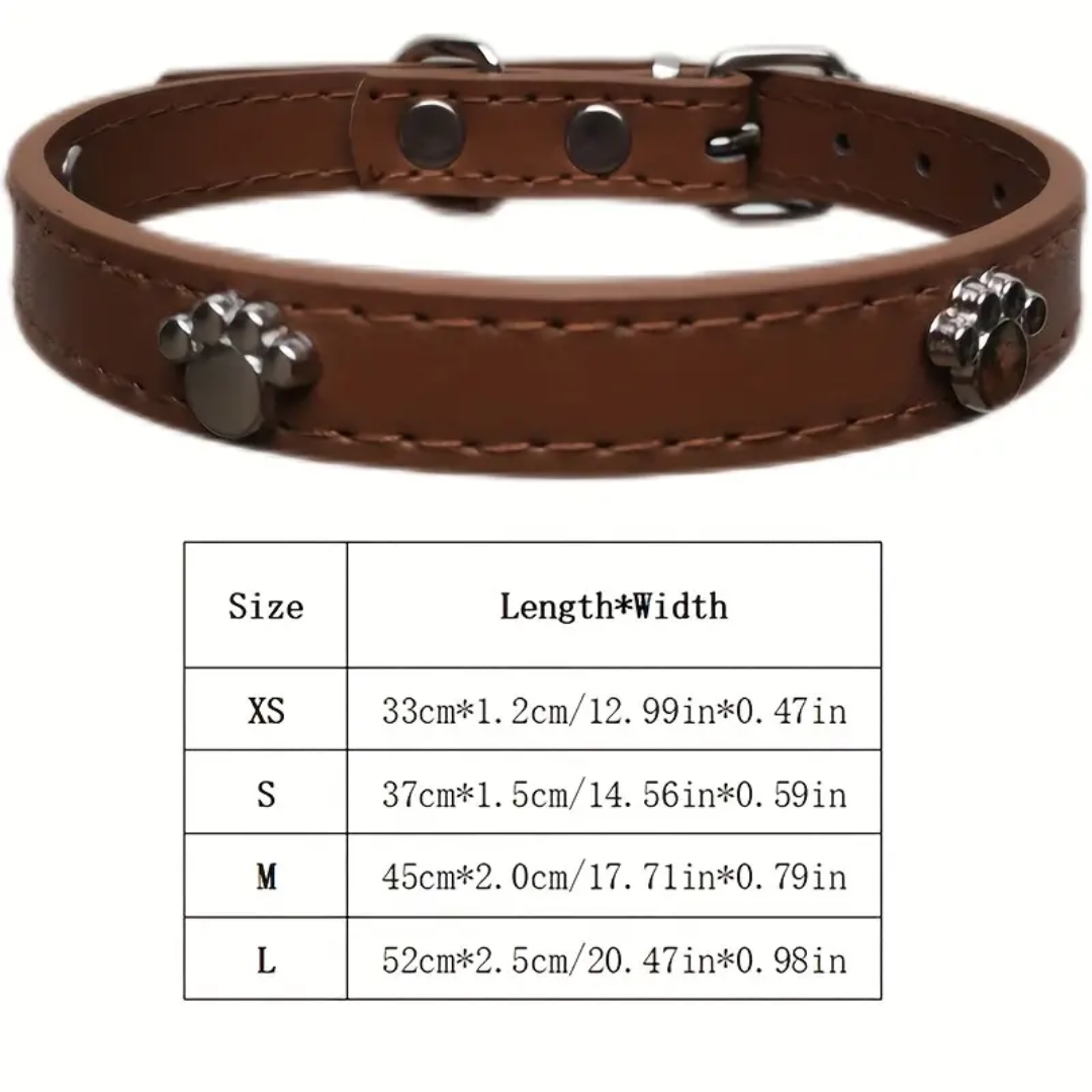 PU Leather Collar with Paw studs! (Large)