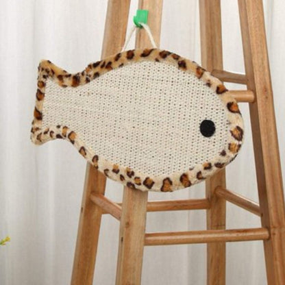 Fintastic Fun: Silas Fish-Shaped Cat Scratcher (Fuzzy Animal Print Border)