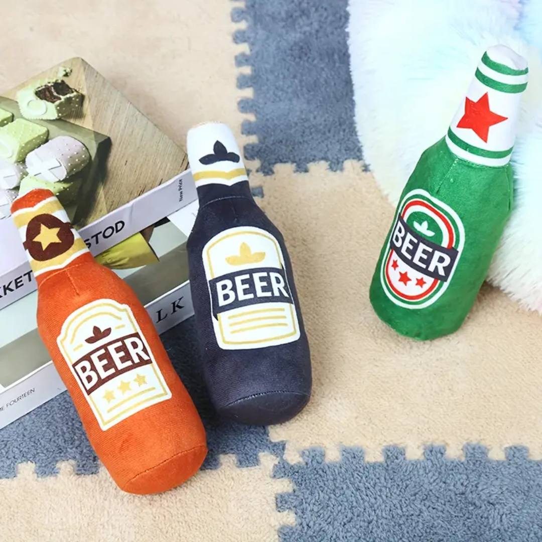 The Brew Buddy Squeaky Plush beer Toy