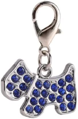 Sparkle Paws Key Ring: Bling Rhinestone Dog Pendant (Sapphire Blue)