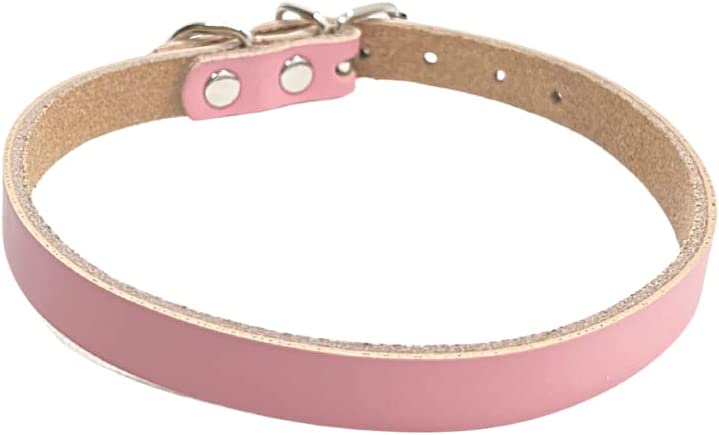 Heritage Collars - Raw Leather (XS, Pink)