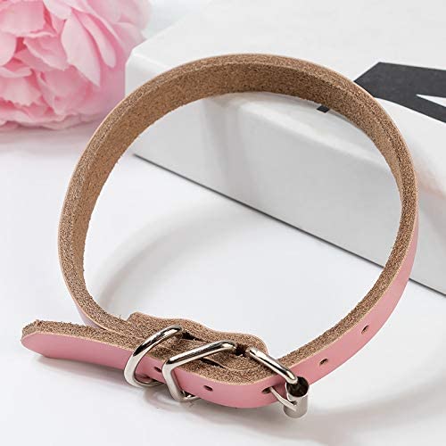 Heritage Collars - Raw Leather (Small, Pink)