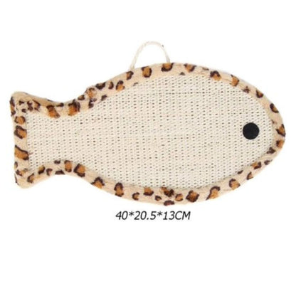 Fintastic Fun: Silas Fish-Shaped Cat Scratcher (Fuzzy Animal Print Border)