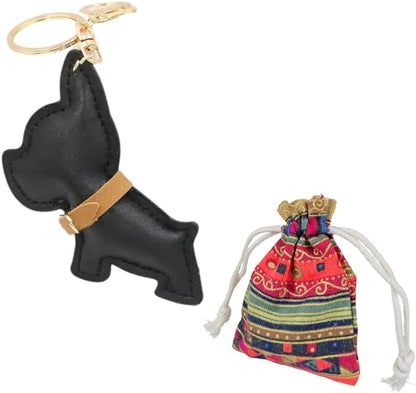 Chic Leather Keyring Dog