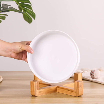 Serenity Bowls: Ceramic Bowl with Bamboo Stand (White, X-Large)