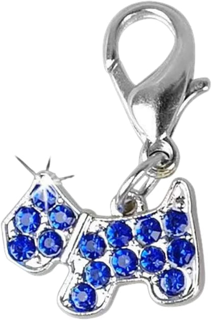 Sparkle Paws Key Ring: Bling Rhinestone Dog Pendant (Sapphire Blue)