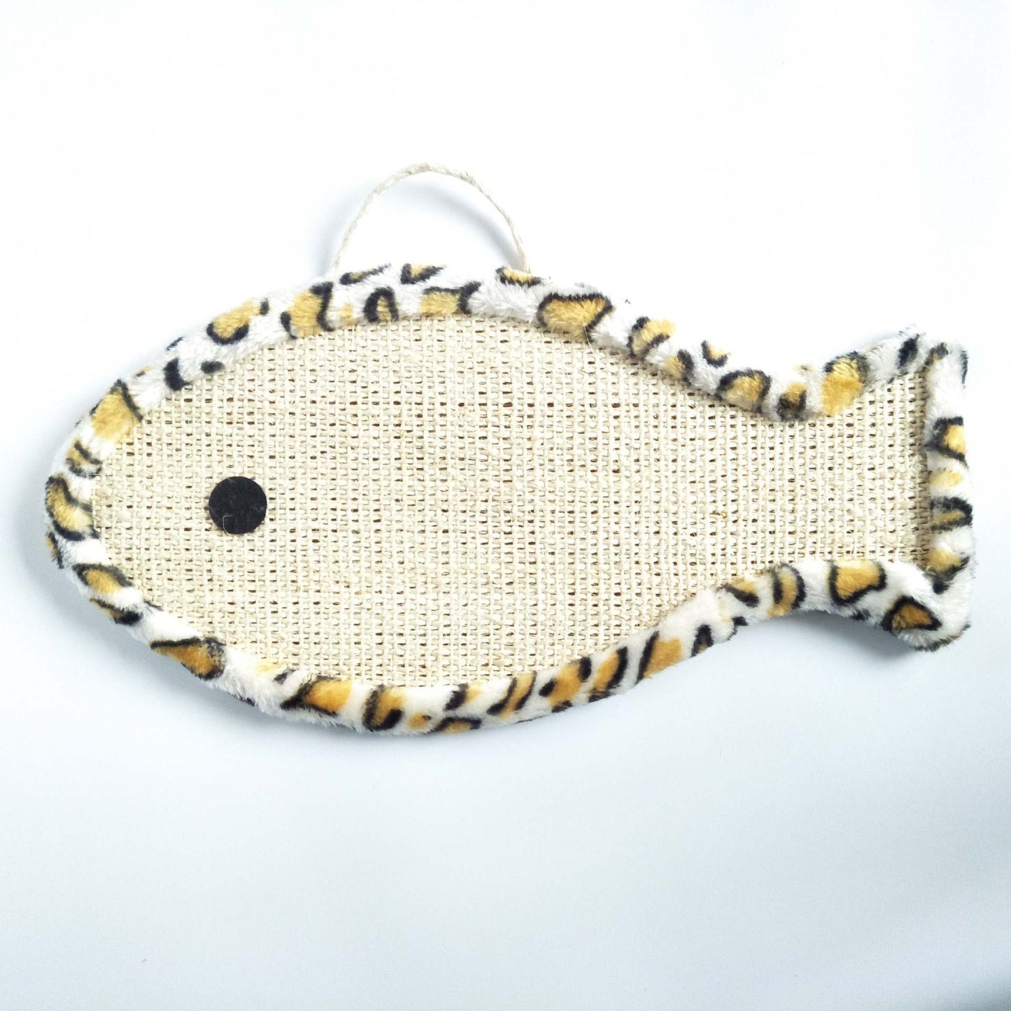 Fintastic Fun: Silas Fish-Shaped Cat Scratcher (Fuzzy Animal Print Border)