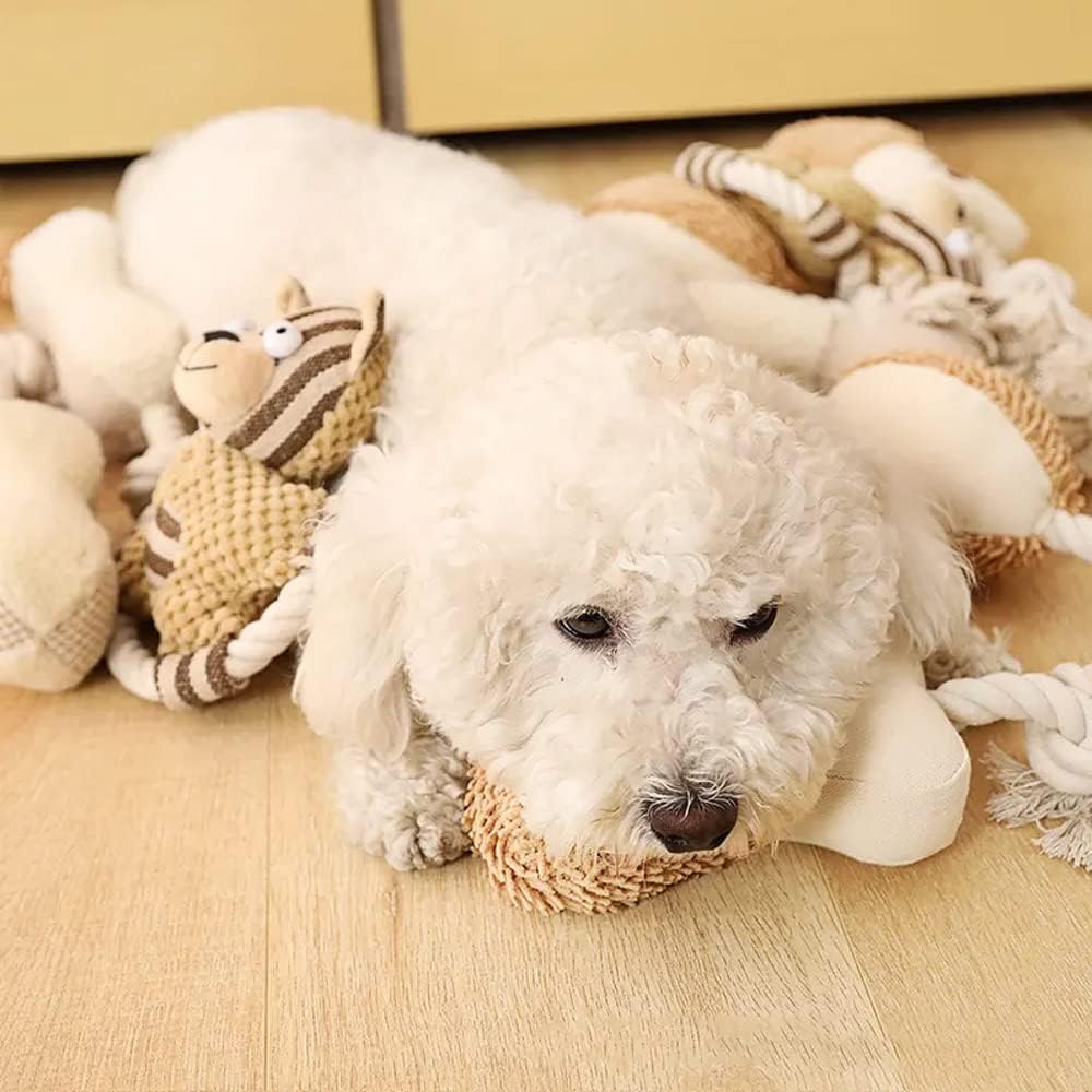 3 Piece Khaki Plush Dog Toy 