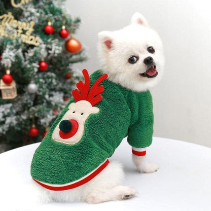 Snuggle Paws Howliday Sweater with Pop-Up Elk (Green S/M)