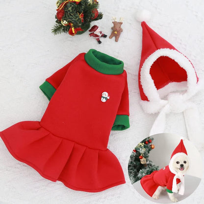 Howliday Dress Set with Santa Hat (Red)