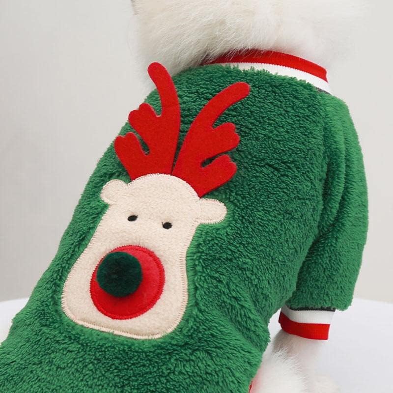 Snuggle Paws Howliday Sweater with Pop-Up Elk (Green S/M)