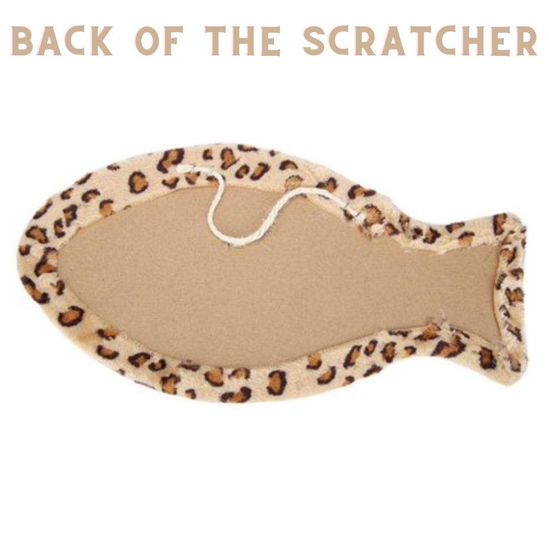 Fintastic Fun: Silas Fish-Shaped Cat Scratcher (Fuzzy Animal Print Border)