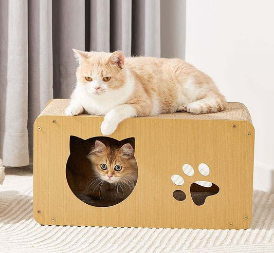 Enchanting Wooden Cat Scratcher & Nest