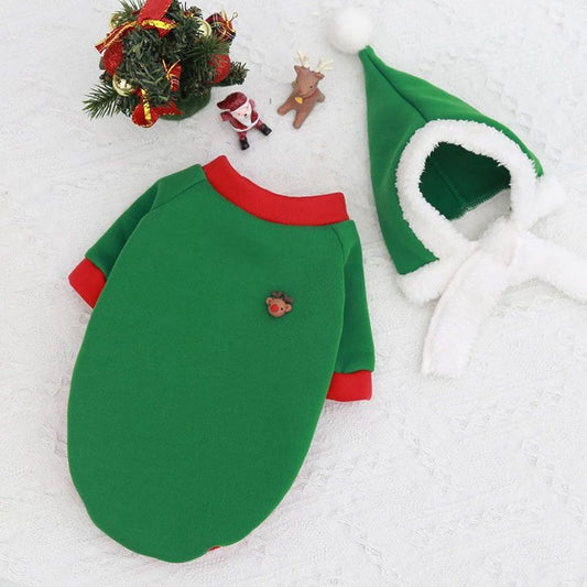 Howliday Outfit Set with Santa Hat (Green)