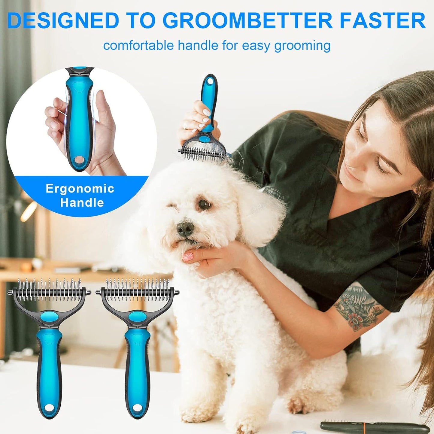 Purr-fectly Groomed: Double-Sided Pet Shedding Rake