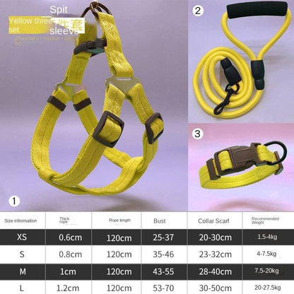 Pawsitively Chic Set of 3: Dog Harness, Collar, and Leash Set! (Yellow, XS/S/M/L)