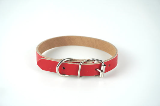 Heritage Collars - Raw Leather (Red, Large)