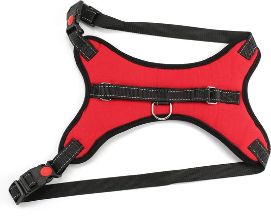 Heavy Duty Padded No Pull Pet Safety Harness (Red)