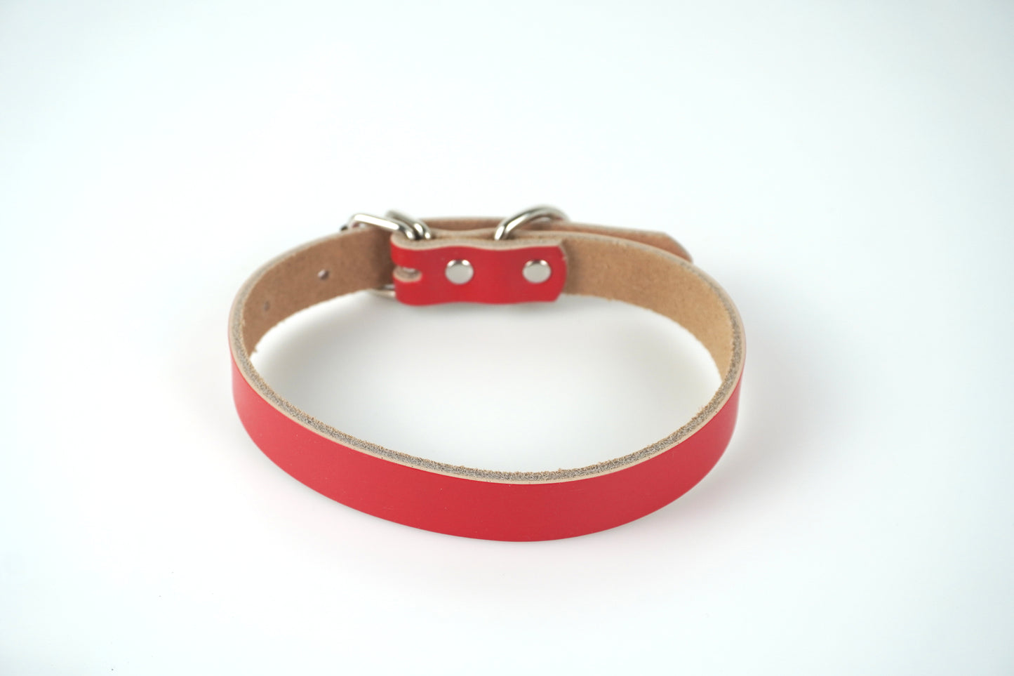 Heritage Collars - Raw Leather (Red, Large)