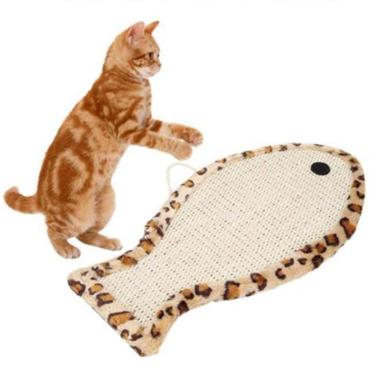 Fintastic Fun: Silas Fish-Shaped Cat Scratcher (Fuzzy Animal Print Border)