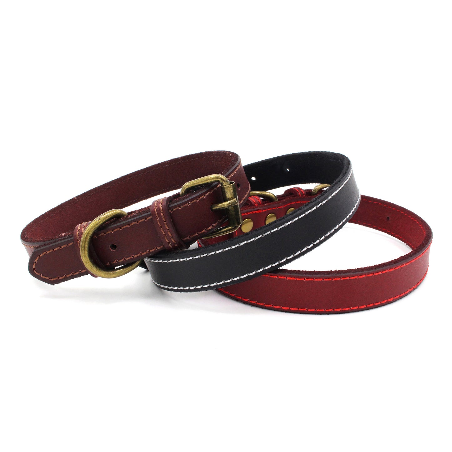 Mini Trendsetter: Genuine Leather Dog Collar (Brown, Small)