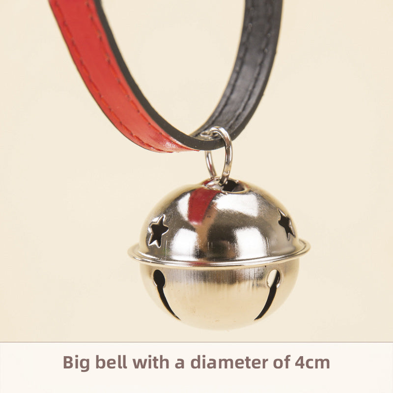 Exquisite PU Leather Cat/Dog Cow Bell Collar: Adorned with Bone Studs (Red, Small & Medium)