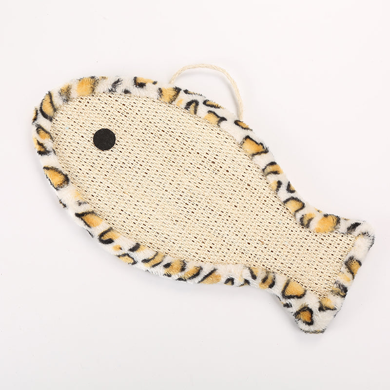 Fintastic Fun: Silas Fish-Shaped Cat Scratcher (Fuzzy Animal Print Border)