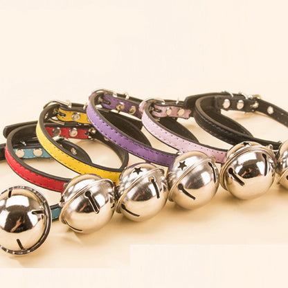 Exquisite PU Leather Cat/Dog Cow Bell Collar: Adorned with Bone Studs (Red, Small & Medium)