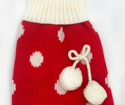 Polka Dot Pom Pom Knitted Christmas Sweater