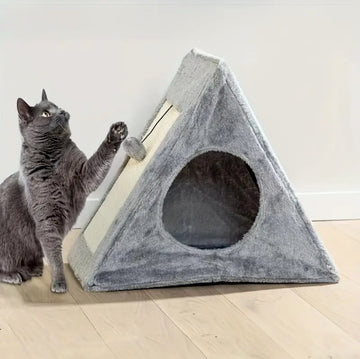 PETSARY Triangle Shaped Cat Scratcher Tent House and 1 Pcs Pet ID Tag