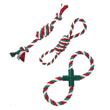 PETSARY Fetch Shapes Christmas Dog Toy, Tug Dog Rope Toys (Set of 3)