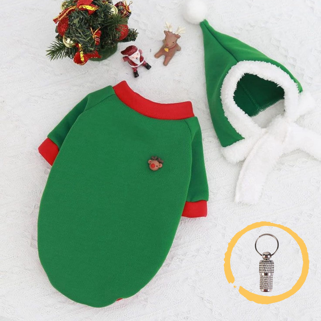 Howliday Outfit Set with Santa Hat (Green)
