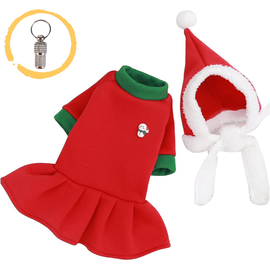 Howliday Dress Set with Santa Hat (Red)