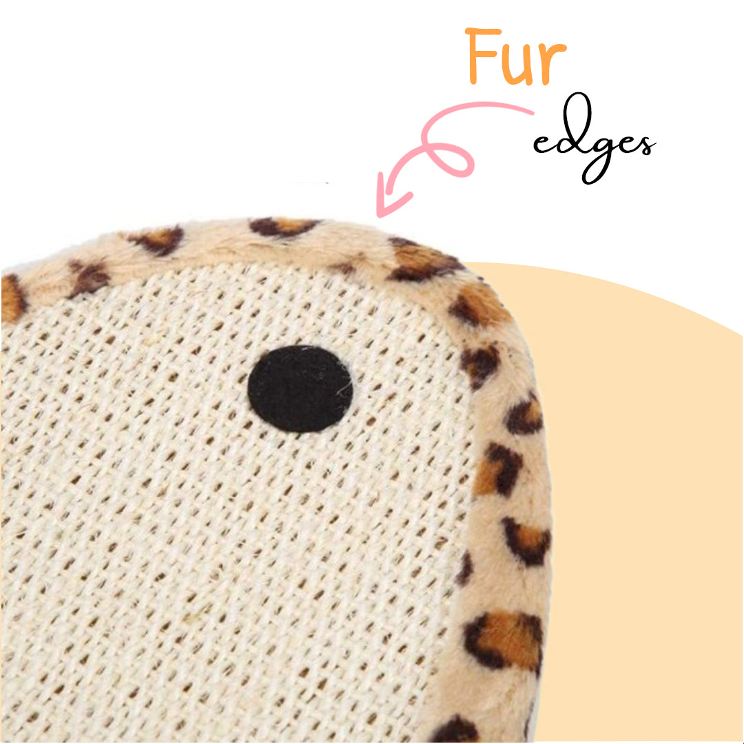 Fintastic Fun: Silas Fish-Shaped Cat Scratcher (Fuzzy Animal Print Border)