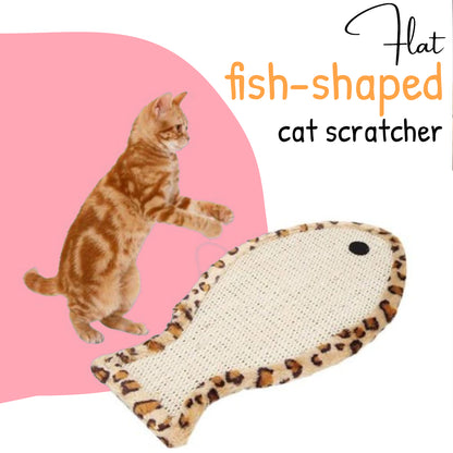 Fintastic Fun: Silas Fish-Shaped Cat Scratcher (Fuzzy Animal Print Border)